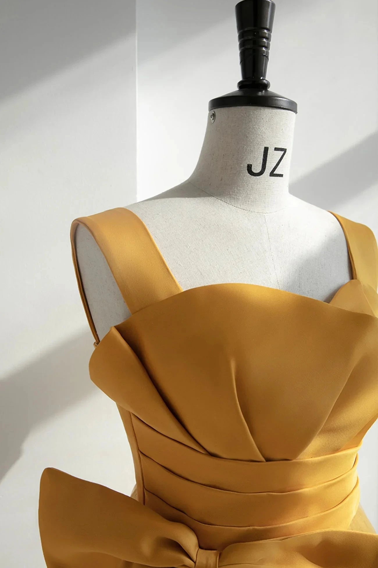 Yellow Tulle Long A-Line Prom Dress Cute Evening Dress with Bow simple gentle atmospheric and unique desi Bring summer colors to enhance whitenes by YiHuiw