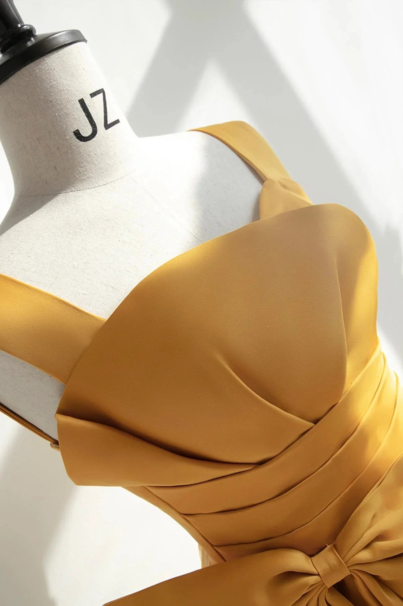 Yellow Tulle Long A-Line Prom Dress Cute Evening Dress with Bow simple gentle atmospheric and unique desi Bring summer colors to enhance whitenes by YiHuiw