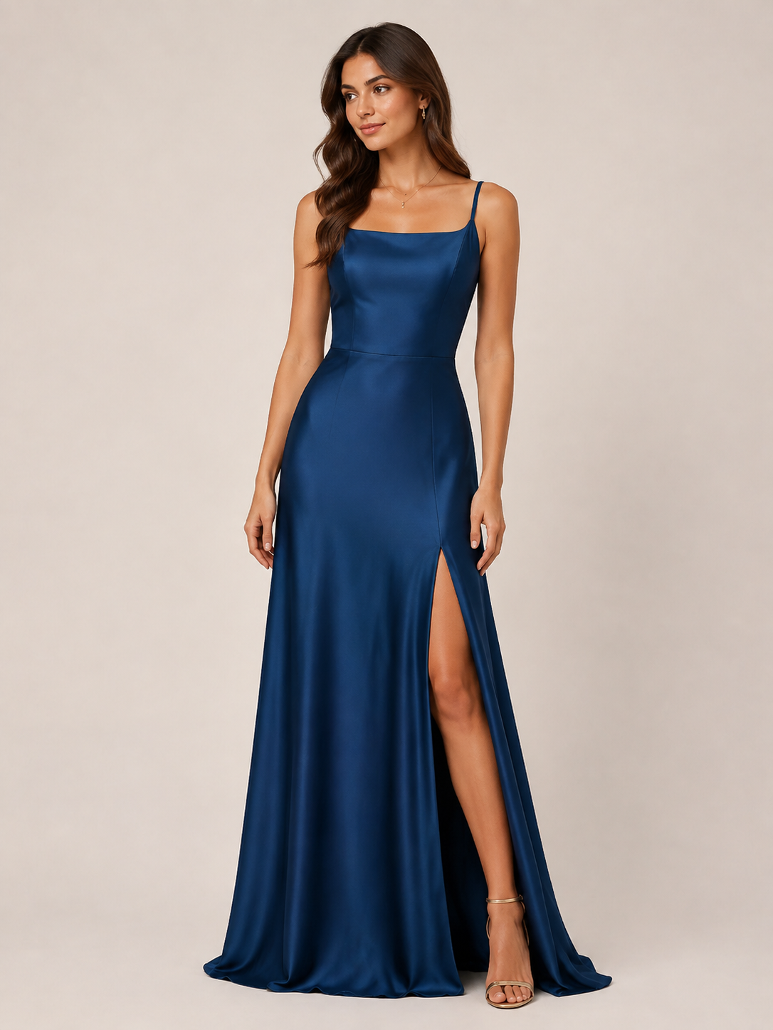 Spaghetti Strap Floor-Length Wedding Gown - Yihuiw by Yihuiw
