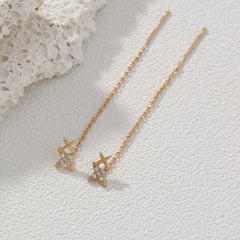 New Style Copper Micro-zircon Fashion Letter X Earrings Long Tassel Earline High-quality Temperament Stud Jewelry Woman