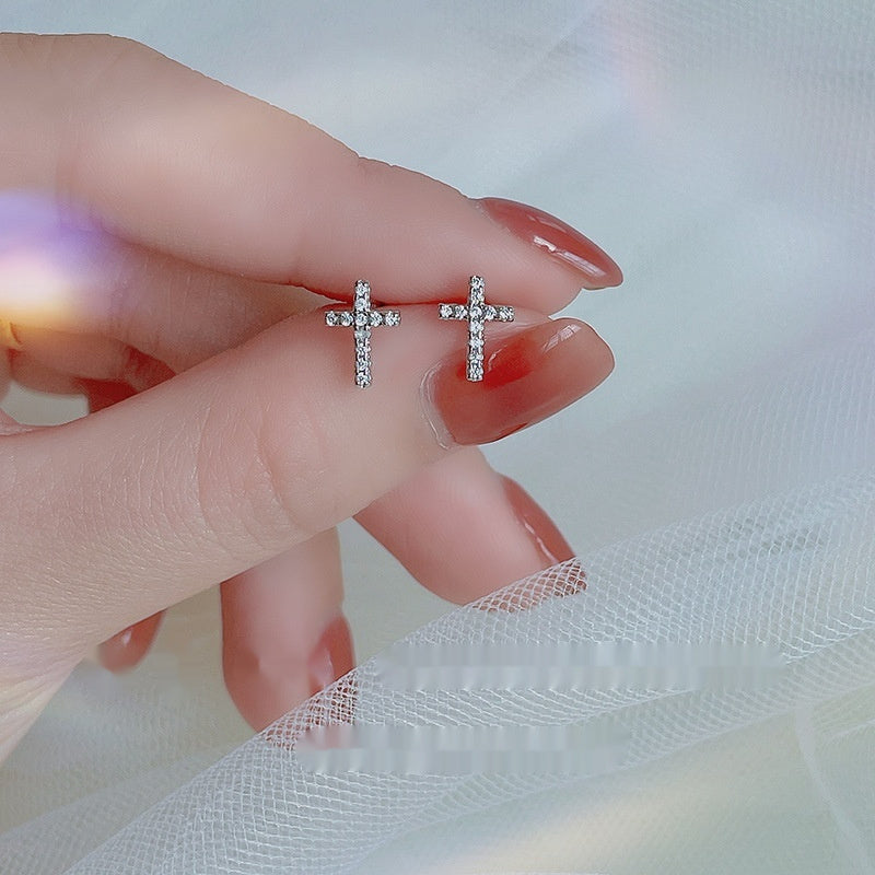 2025 New Fashion Stainless Steel Cross Earrings Product Temperament All Match Birthday Anniversary Earrings Small Gift
