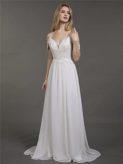 A-Line Sweetheart Floor-Length Wedding Dress - Yihuiw by Yihuiw