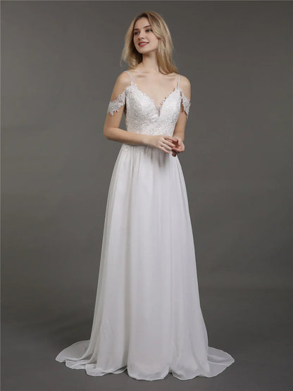 A-Line Sweetheart Floor-Length Wedding Dress - Yihuiw by Yihuiw