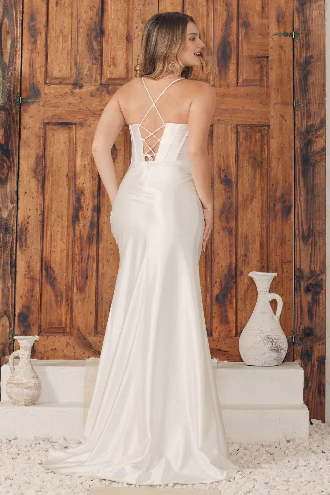 Mermaid Spaghetti Strap Asymmetric Floor-Length Wedding Dress - Yihuiw by Yihuiw