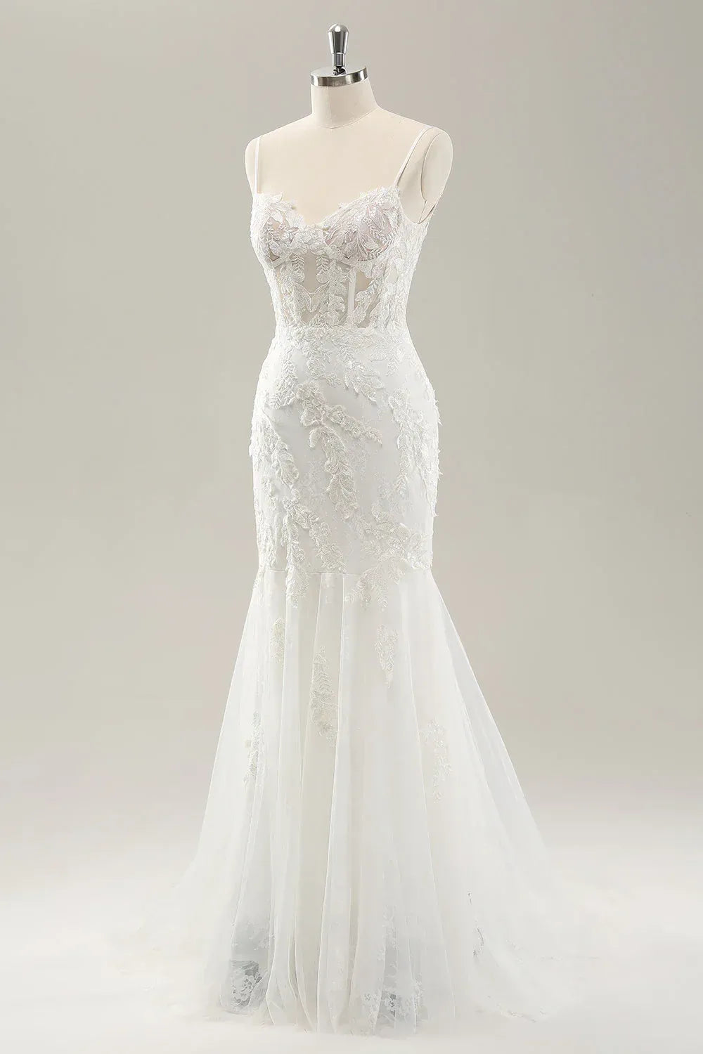 Mermaid Spaghetti Strap Floor-Length Wedding Dress - Yihuiw by Yihuiw