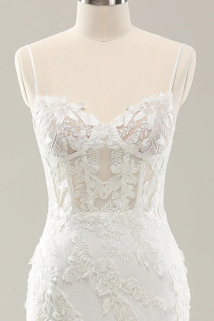 Mermaid Spaghetti Strap Floor-Length Wedding Dress - Yihuiw by Yihuiw