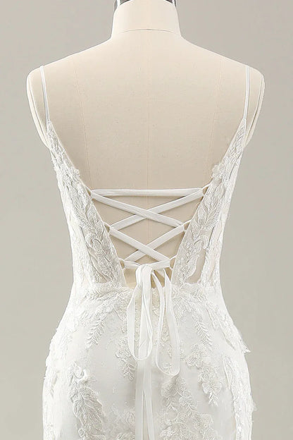 Mermaid Spaghetti Strap Floor-Length Wedding Dress - Yihuiw by Yihuiw