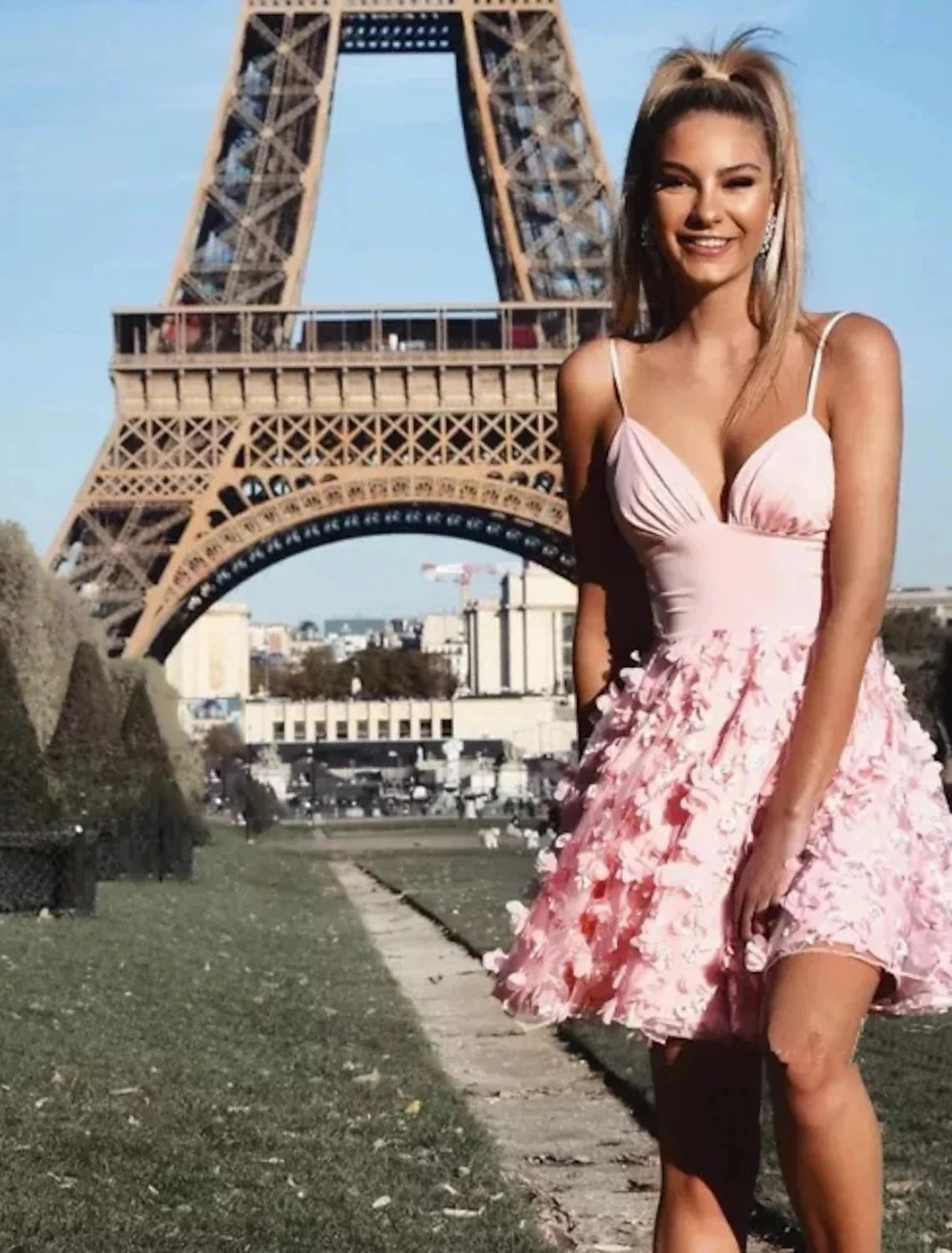 A-Line Flirty Boho Holiday Homecoming Dress Spaghetti Strap Sleeveless Short / Mini Spandex with Appliques by YiHuiw