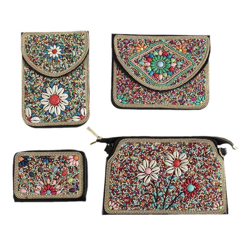 Bohemian Style Bag Bead Ethnic Style Satchel Shell Phone Bag