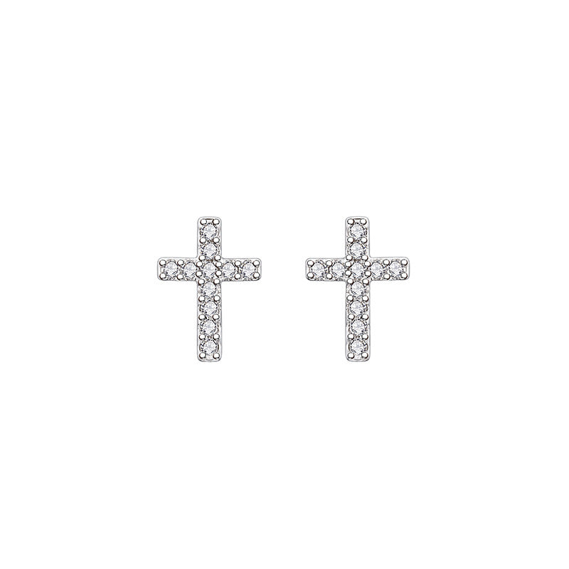2025 New Fashion Stainless Steel Cross Earrings Product Temperament All Match Birthday Anniversary Earrings Small Gift