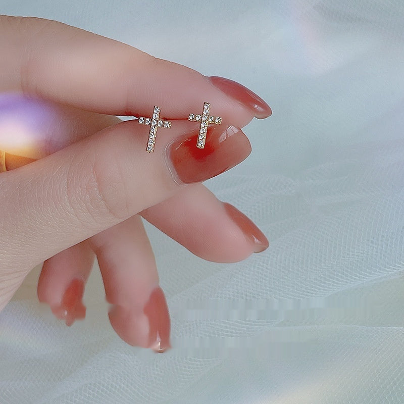 2025 New Fashion Stainless Steel Cross Earrings Product Temperament All Match Birthday Anniversary Earrings Small Gift