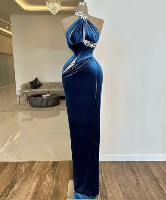 beaded long satin mermaid fitted prom dress evening gown party dress simple gentle atmospheric and unique desi Bring summer colors to enhance whiteness by YiHuiw