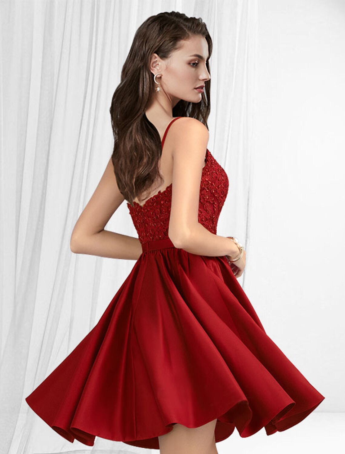 A-Line Prom Dresses Minimalist Dress Homecoming Party Wear Short / Mini Sleeveless Spaghetti Strap Satin with Pleats by YiHuiw