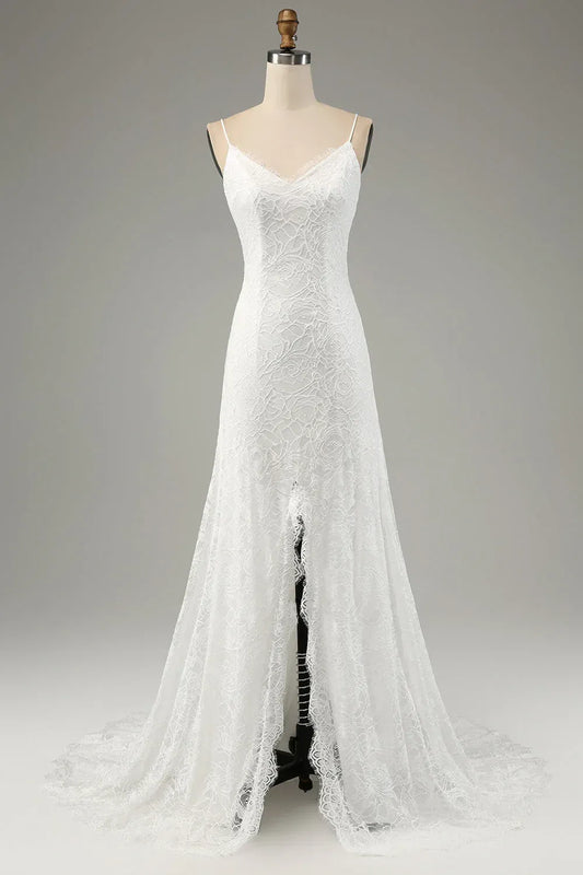 Mermaid V-Neck Floor-Length Wedding Dress - Yihuiw by Yihuiw