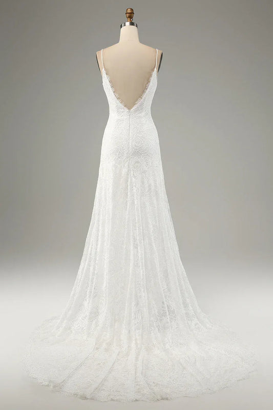 Mermaid V-Neck Floor-Length Wedding Dress - Yihuiw by Yihuiw