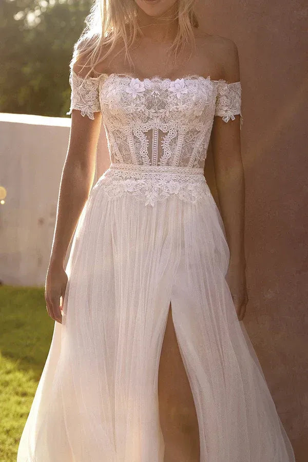 A-Line Floor-Length Wedding Dress - Yihuiw by Yihuiw