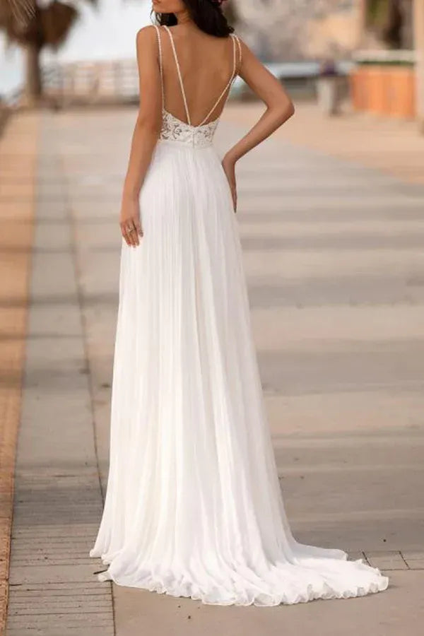 A-Line Sweetheart Floor-Length Wedding Dress - Yihuiw by Yihuiw