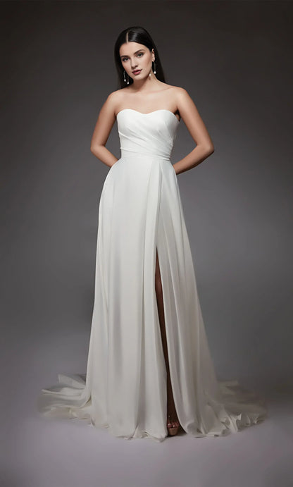 A-Line Sweetheart Floor-Length Wedding Dress - Yihuiw by Yihuiw