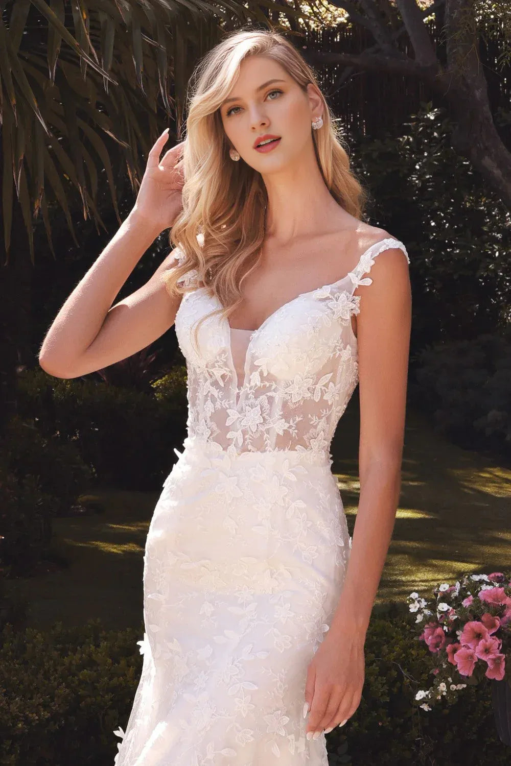 Mermaid Plunging Sleeveless Floor-Length Wedding Dress - Yihuiw by Yihuiw