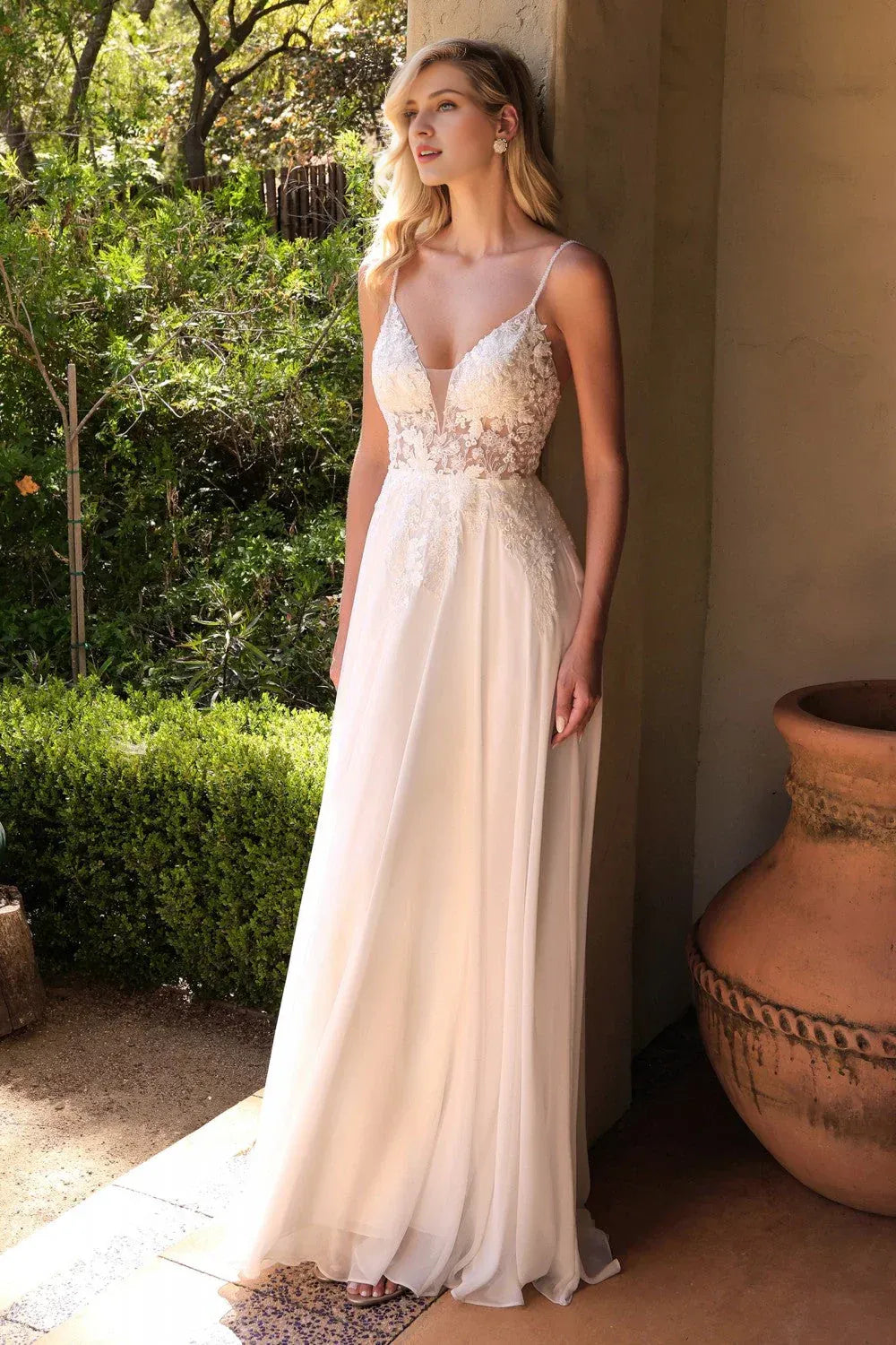 A-Line V-Neck Floor-Length Wedding Dress - Yihuiw by Yihuiw