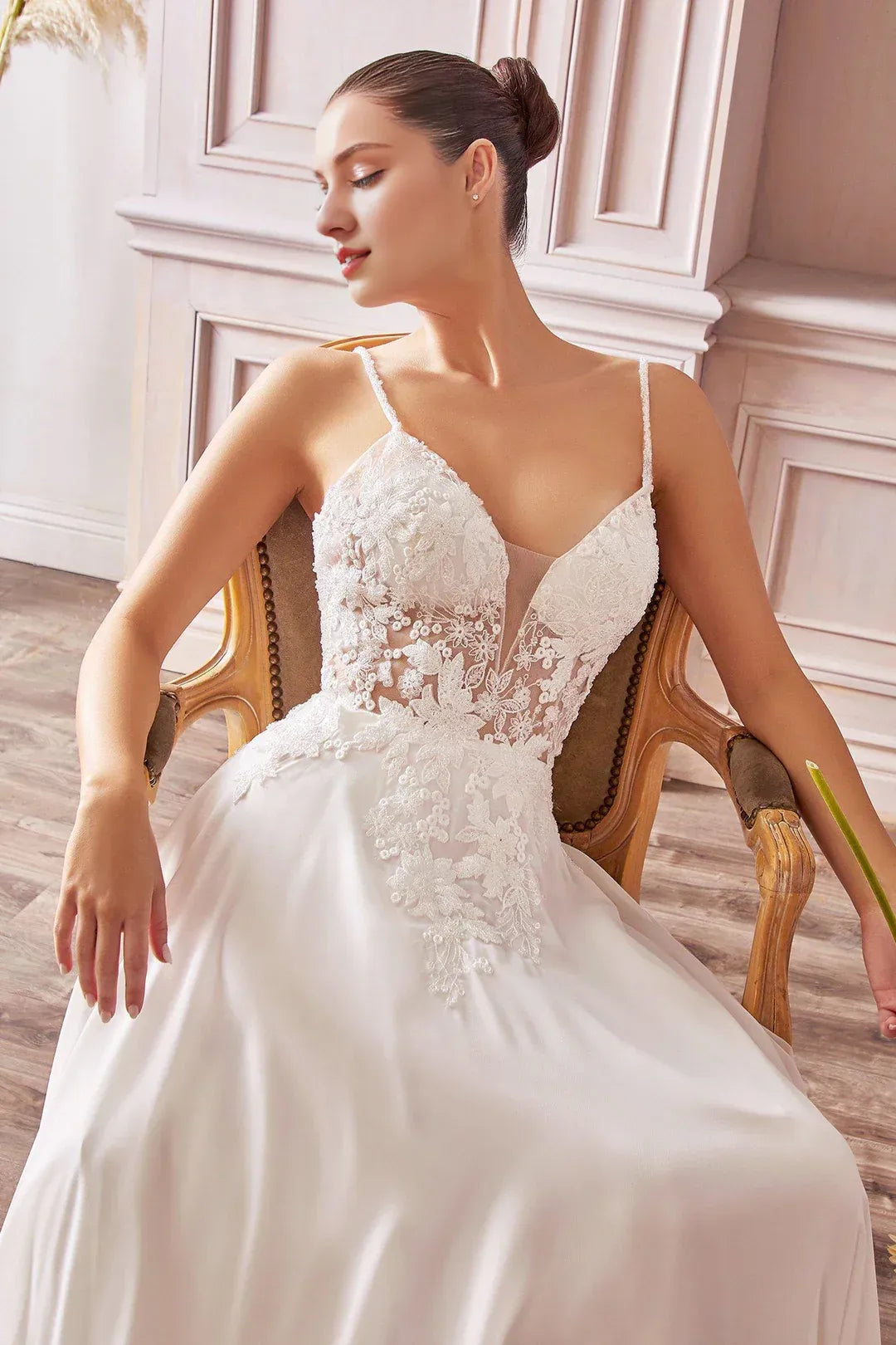 A-Line V-Neck Floor-Length Wedding Dress - Yihuiw by Yihuiw