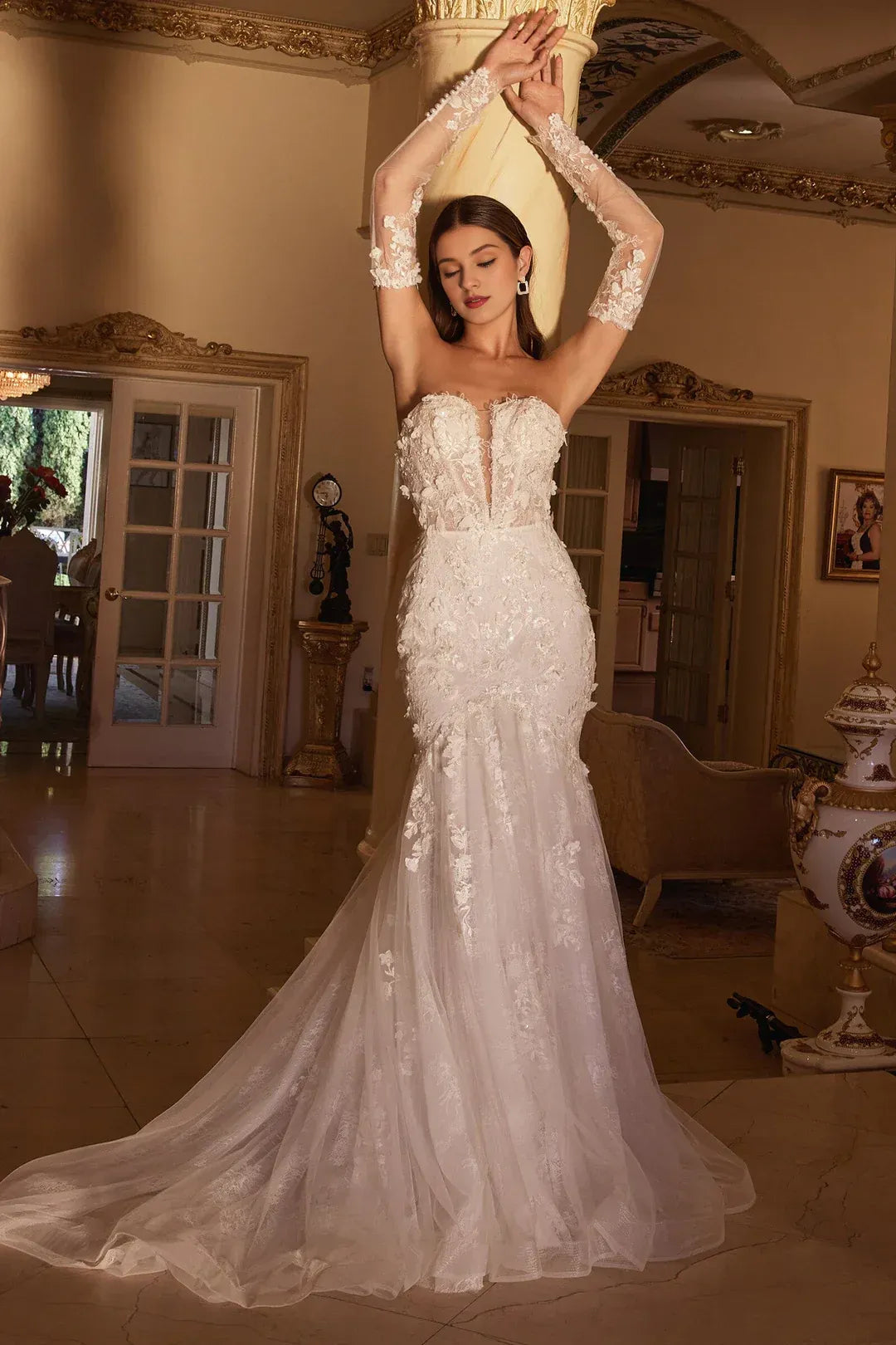 Mermaid Strapless Floor-Length Wedding Dress - Yihuiw by Yihuiw