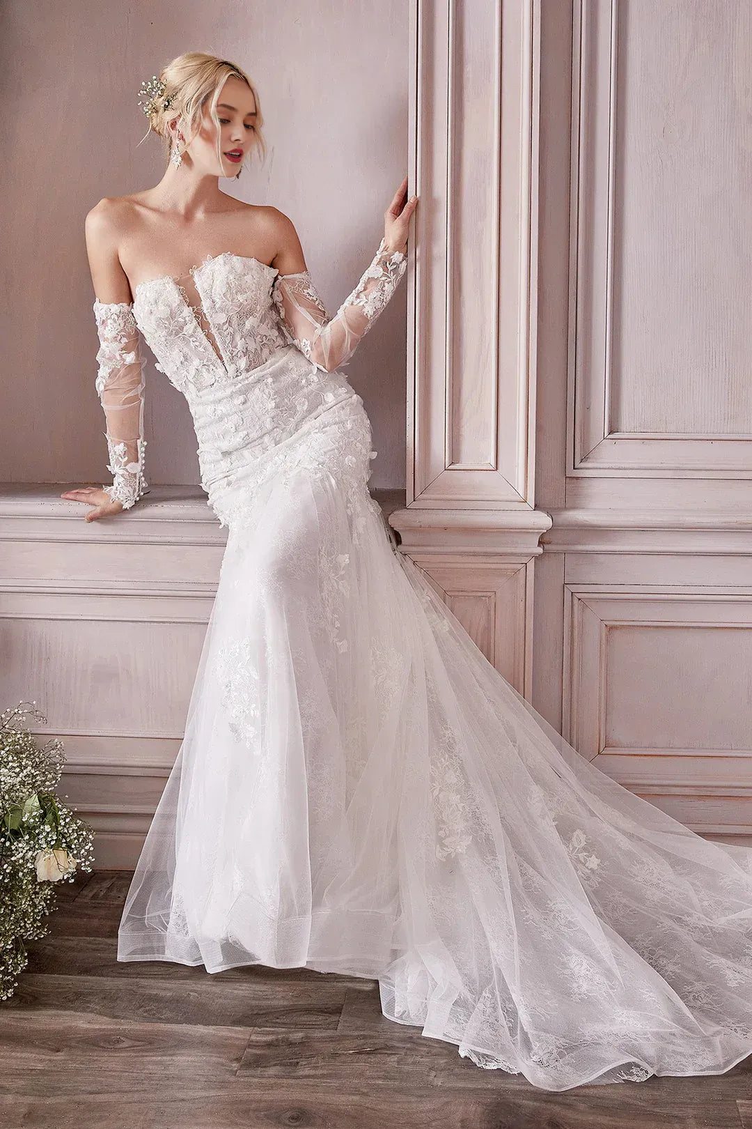 Mermaid Strapless Floor-Length Wedding Dress - Yihuiw by Yihuiw