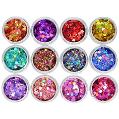 24 Color Nail Set With Circular Glitter That Sparkles