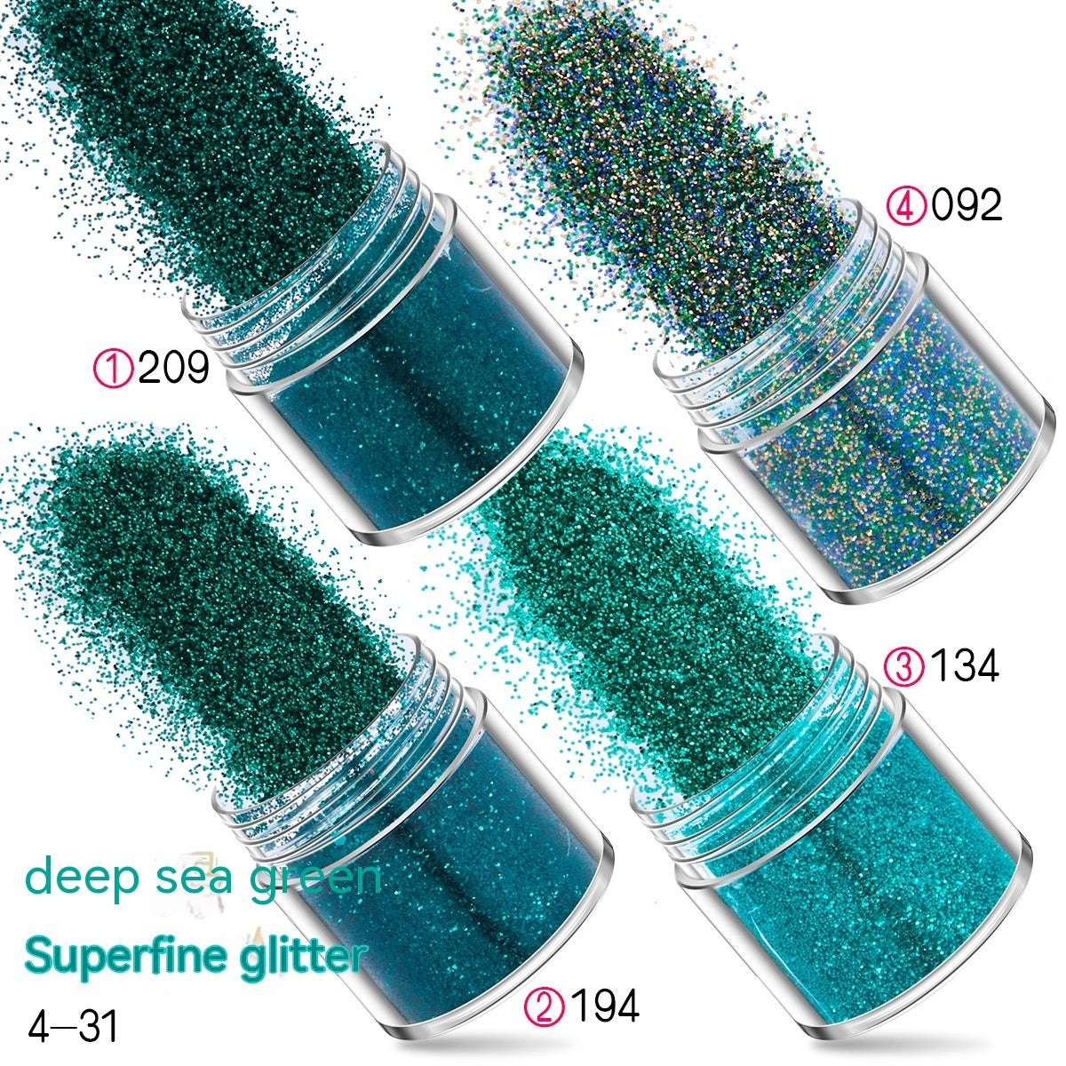 Green Manicure Set 12 Colors Mixed Nail Sequins Glitter Powder Gradient Laser Powder
