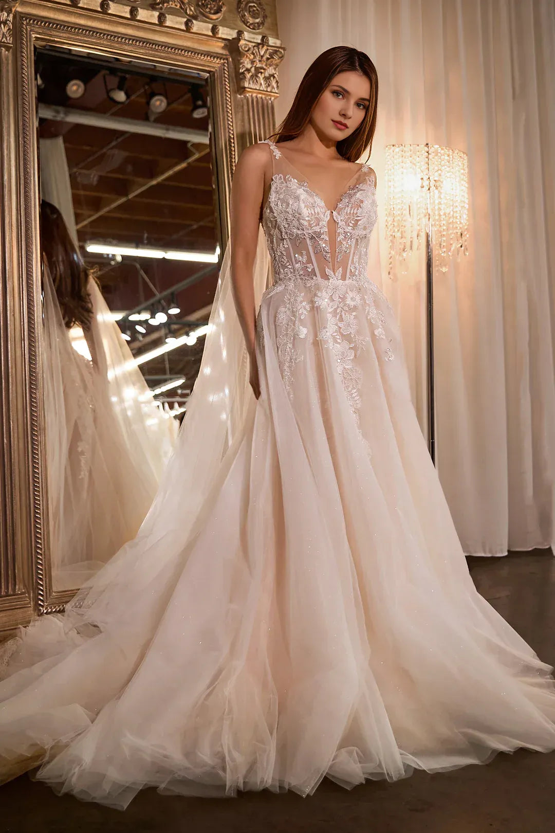 A-Line Spaghetti Strap Floor-Length Wedding Dress - Yihuiw by Yihuiw