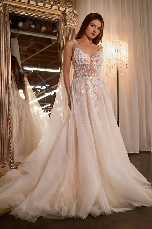 A-Line Spaghetti Strap Floor-Length Wedding Dress - Yihuiw by Yihuiw