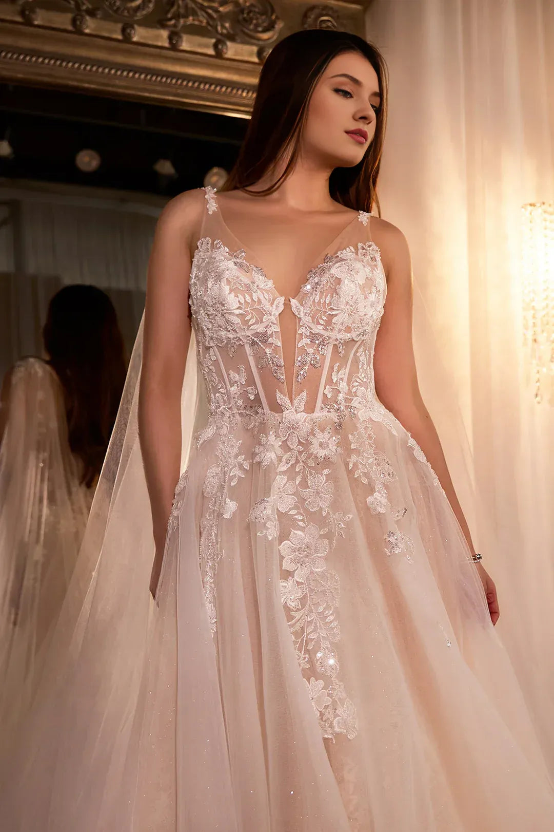 A-Line Spaghetti Strap Floor-Length Wedding Dress - Yihuiw by Yihuiw