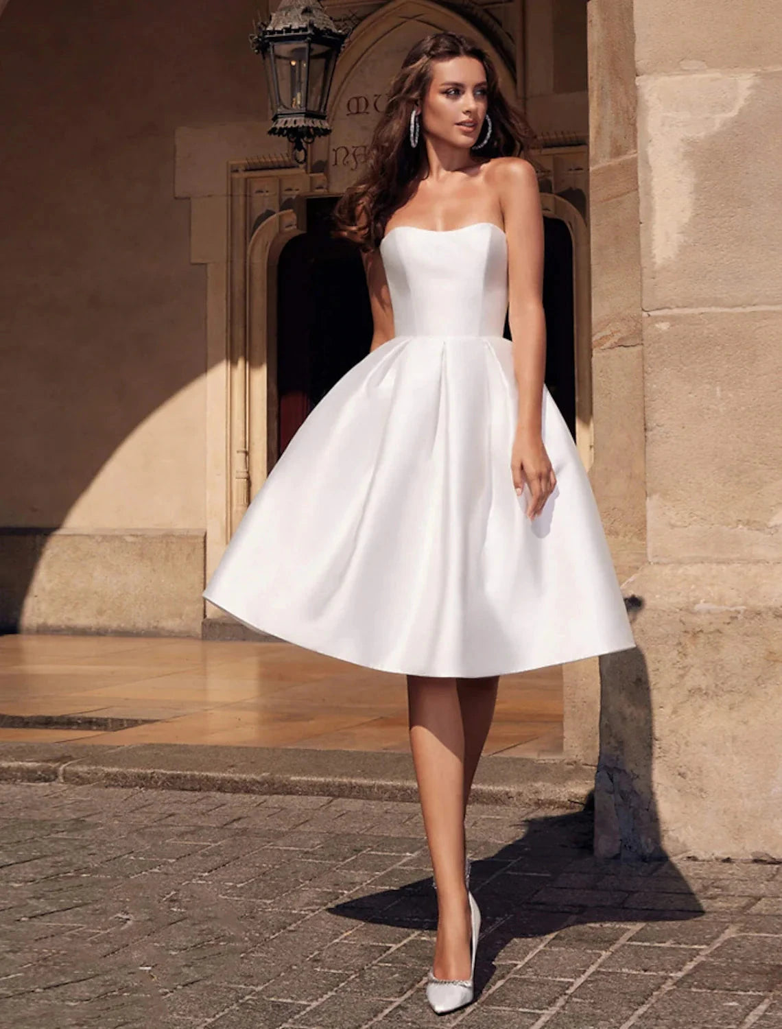 A-Line Cocktail Dresses Party Dress Homecoming Graduation Knee Length Sleeveless Strapless Fabric with Sleek by YiHuiw