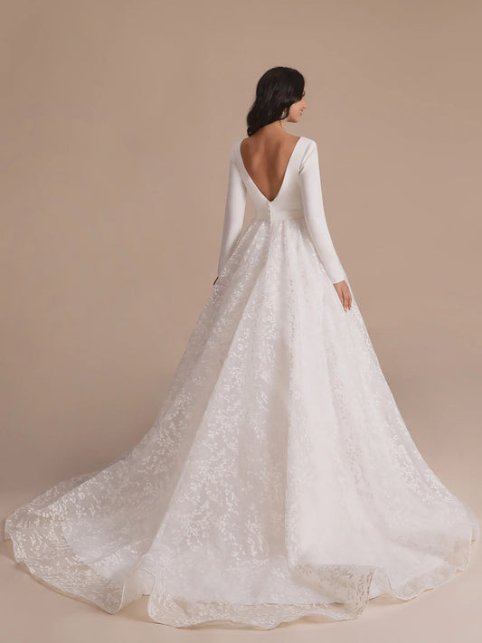 Ball Gown Floor-Length Wedding Gown - Yihuiw by Yihuiw