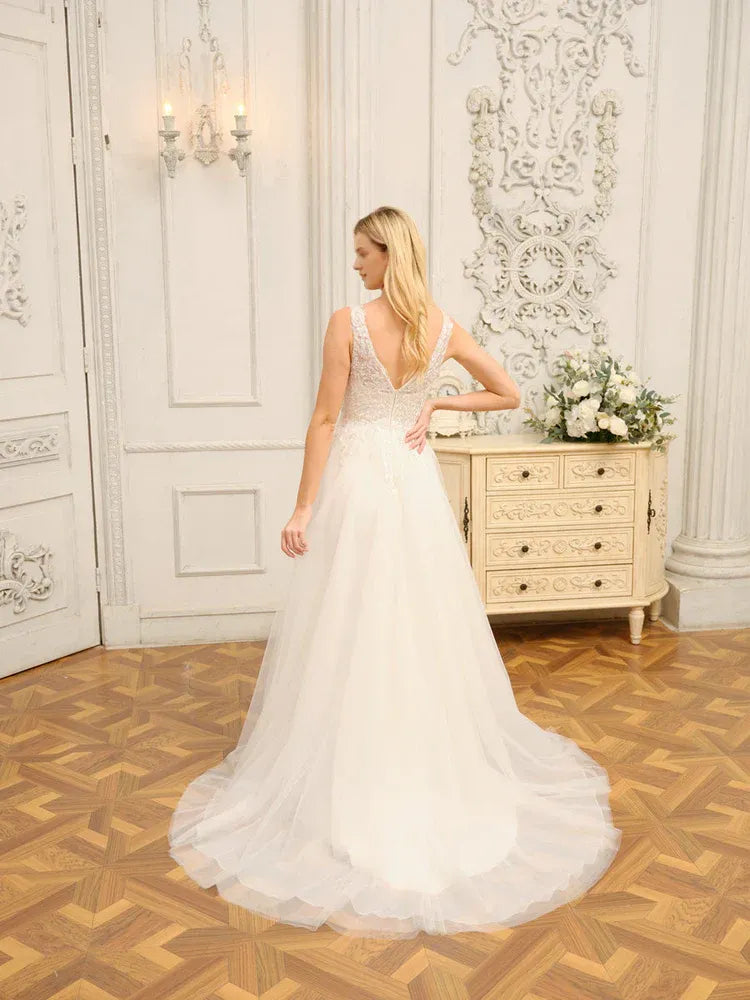A-Line Spaghetti Strap Floor-Length Wedding Dress - Yihuiw by Yihuiw