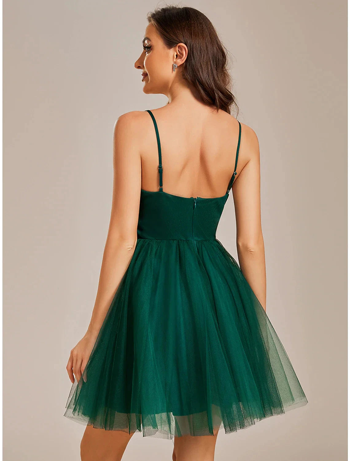 A-Line Homecoming Dresses Princess Dress Cocktail Party Birthday Short / Mini Sleeveless Spaghetti Strap Tulle with Ruched by YiHuiw