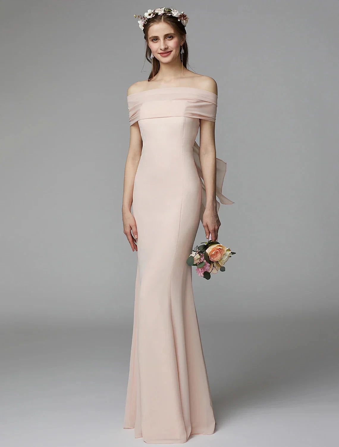 Mermaid / Trumpet Bridesmaid Dress Strapless Sleeveless Backless Floor Length Chiffon with Sash / Ribbon / Pleats by YiHuiw