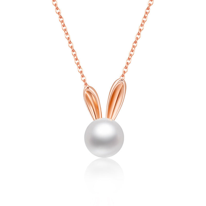 S925 Sterling Silver Freshwater Pearl Pendant Clavicle Chain