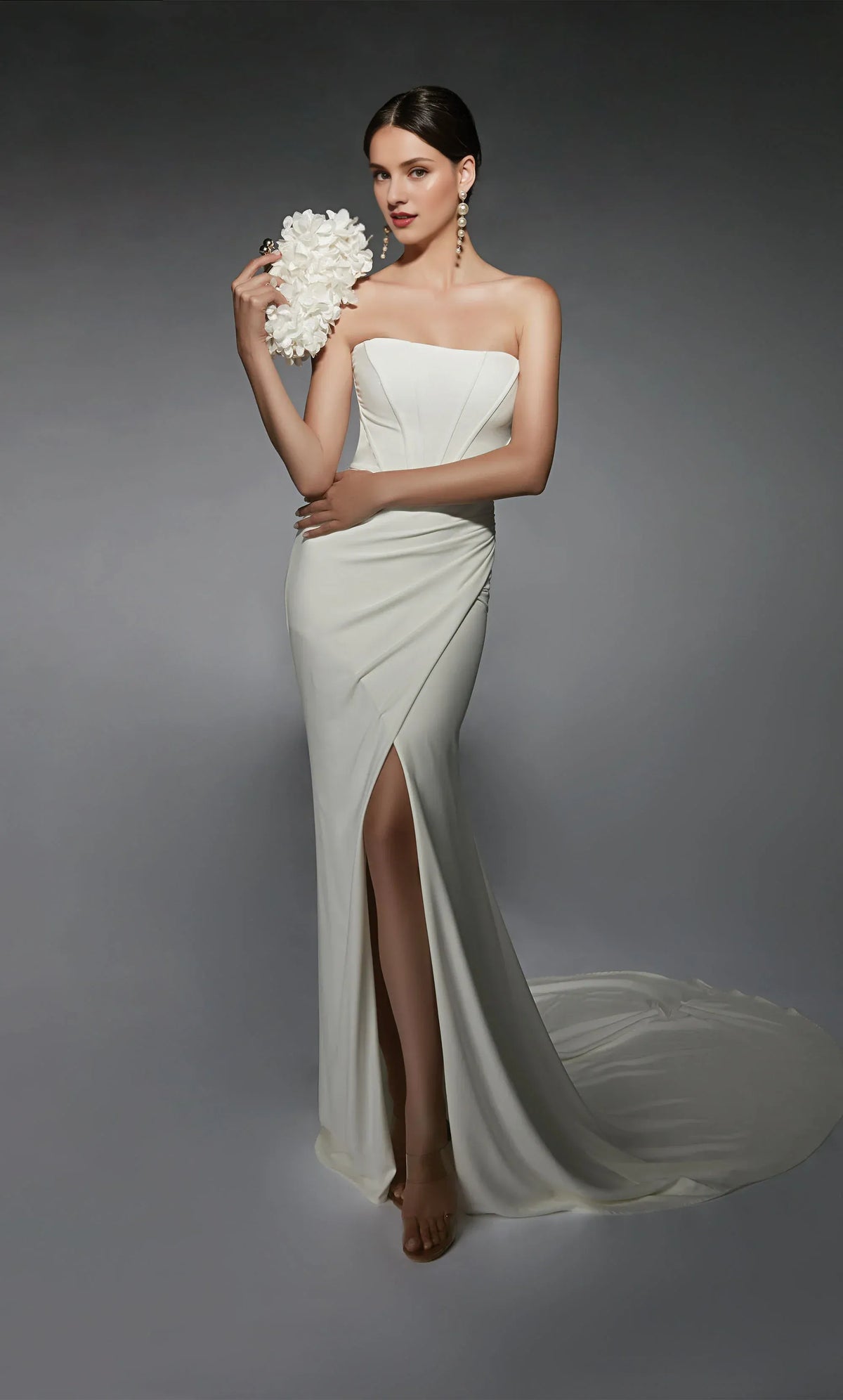 Mermaid Strapless Lace-Up Back High Slit Wedding Dress - Yihuiw by Yihuiw