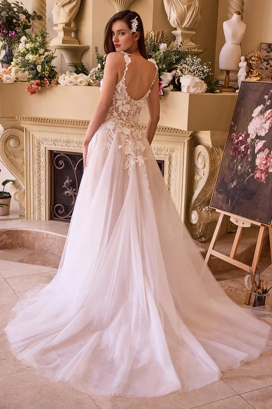 A-Line Spaghetti Strap Floor-Length Wedding Dress - Yihuiw by Yihuiw