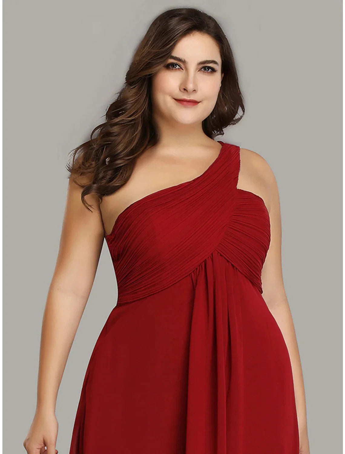 A-Line Evening Gown Empire Dress Formal Evening Floor Length Sleeveless One Shoulder Bridesmaid Dress Chiffon Backless with Pleats Draping by YiHuiw