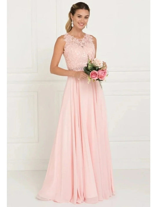 A-Line Bridesmaid Dress Jewel Neck Sleeveless Elegant Sweep / Brush Train Tulle with Lace / Sash / Ribbon by YiHuiw