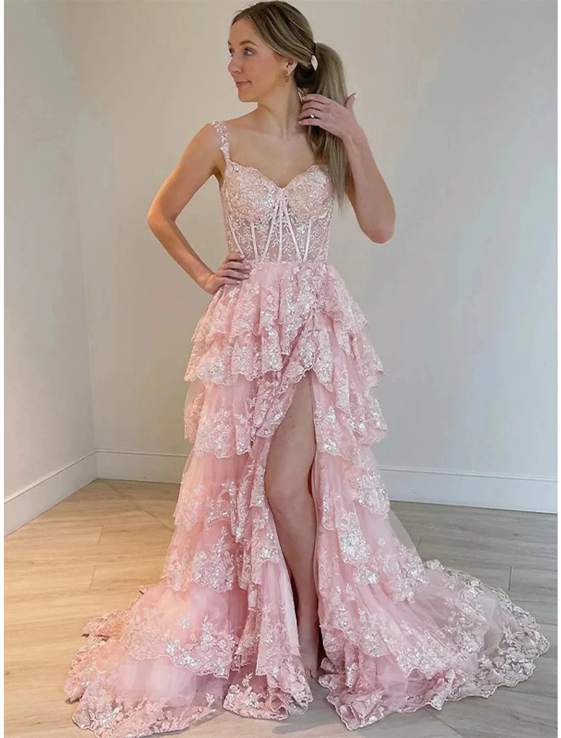 Mermaid / Trumpet Prom Dresses Corsets Dress Evening Party Quinceanera Court Train Sleeveless Off Shoulder Tulle with Sequin Slit by YiHuiw