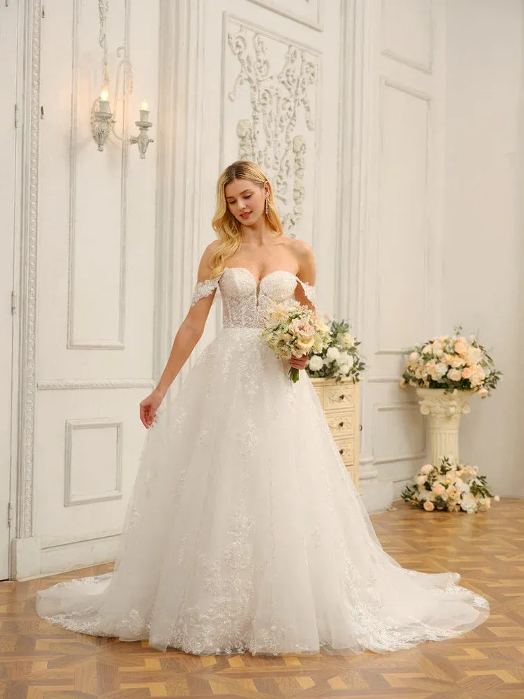 A-Line Sweetheart Floor-Length Wedding Dress - Yihuiw by Yihuiw