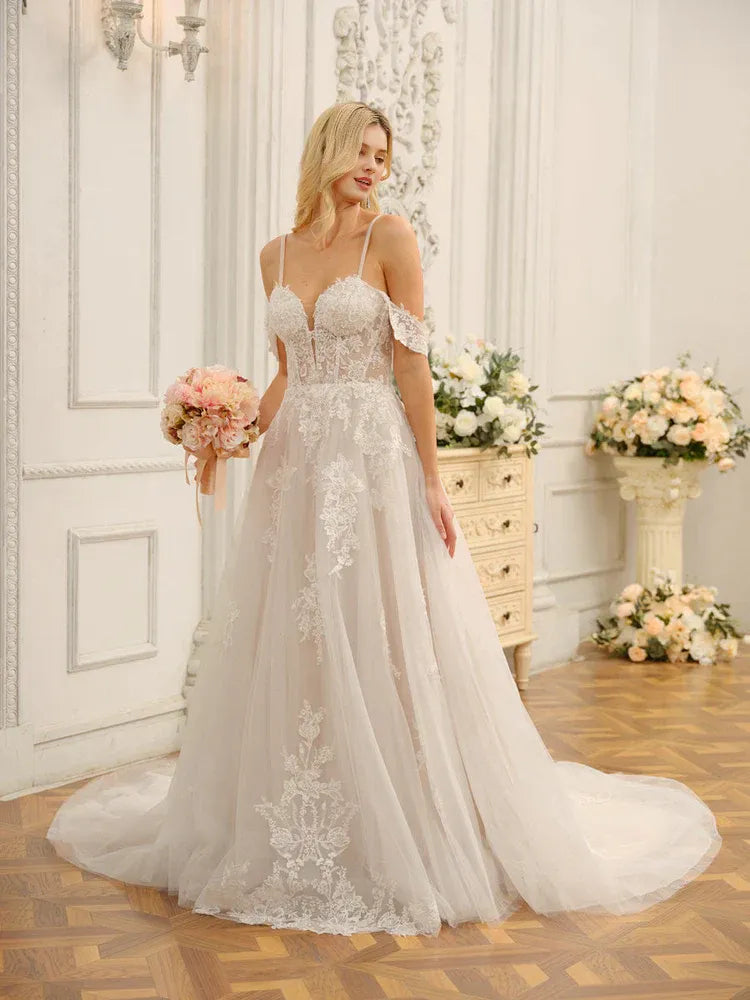 A-Line Sweetheart Floor-Length Wedding Dress - Yihuiw by Yihuiw