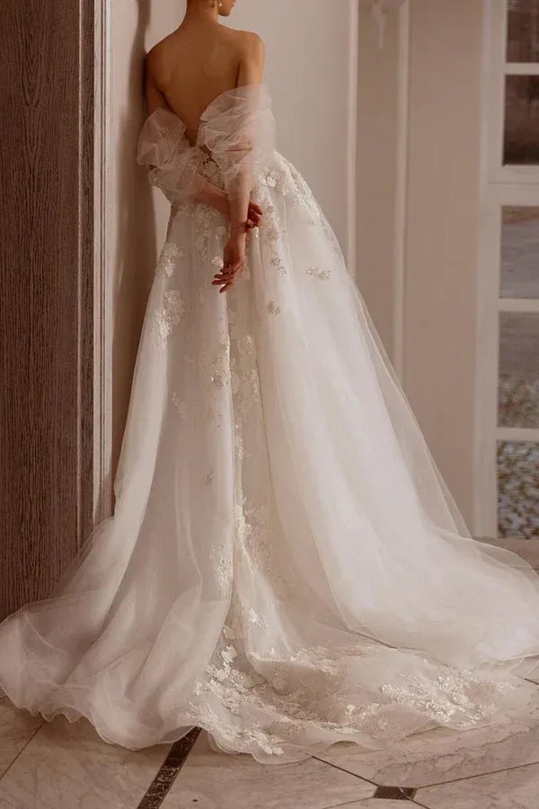 A-Line Floor-Length Wedding Dress - Yihuiw by Yihuiw