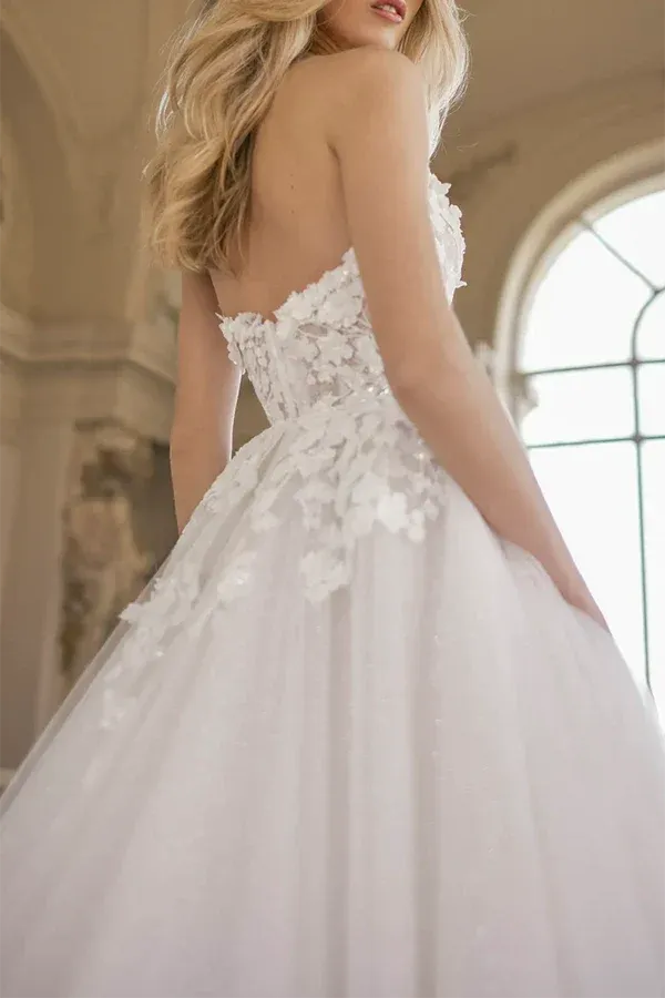 A-Line Sweetheart Floor-Length Wedding Dress - Yihuiw by Yihuiw