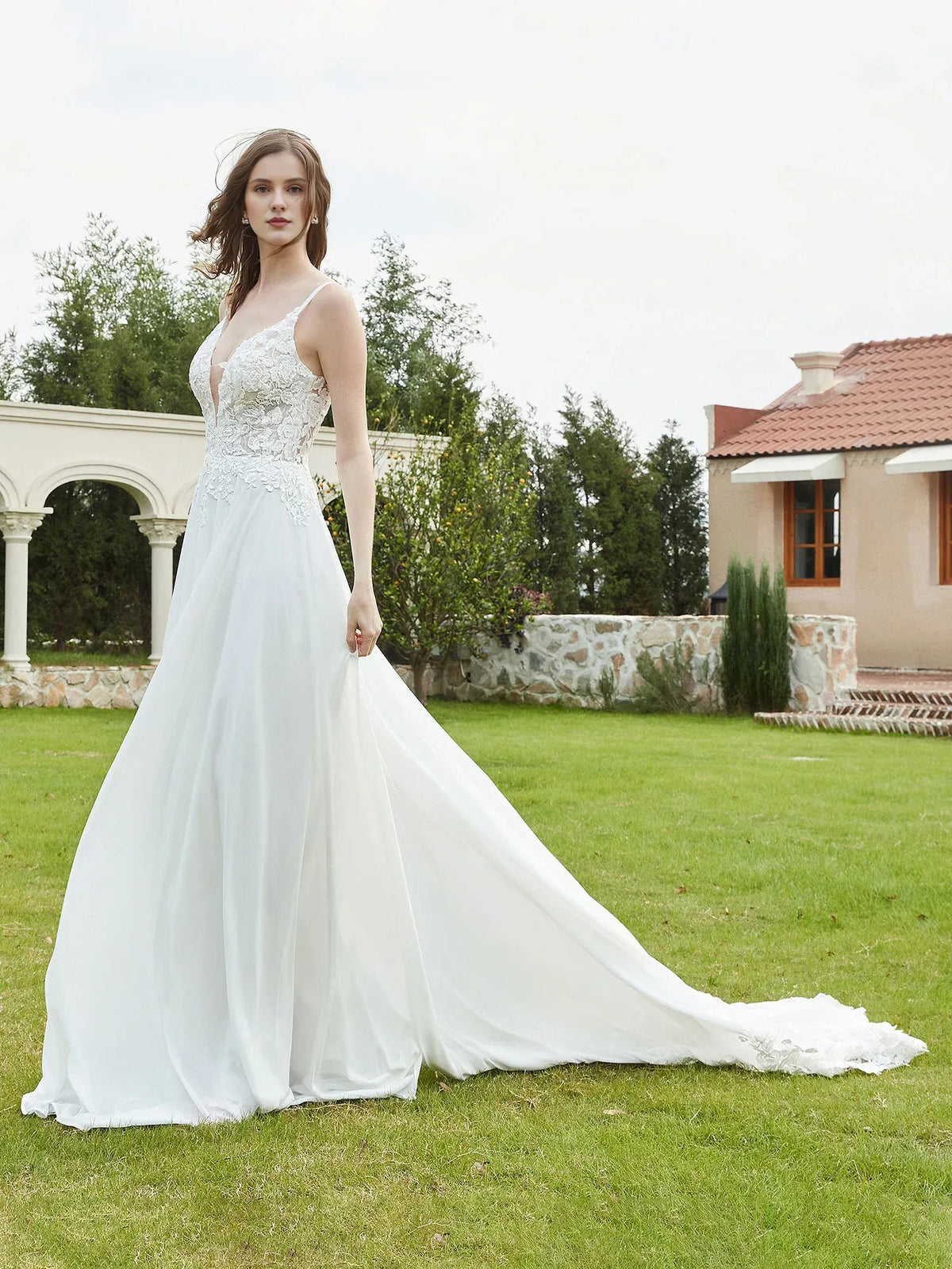 A-Line Spaghetti Strap Floor-Length Wedding Dress - Yihuiw by Yihuiw