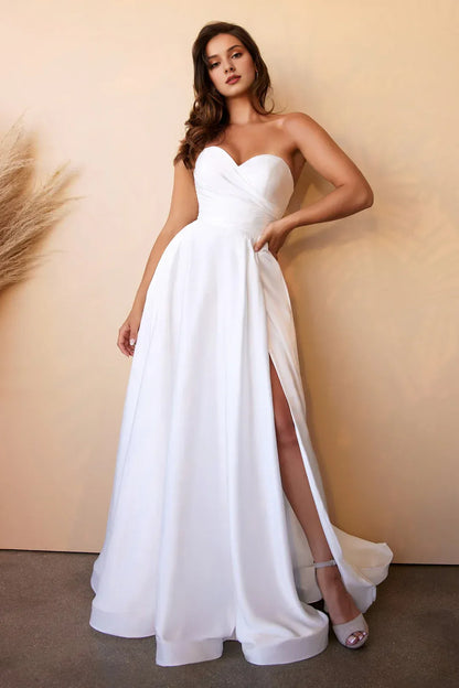 A-Line Strapless Floor-Length Wedding Dress - Yihuiw by Yihuiw
