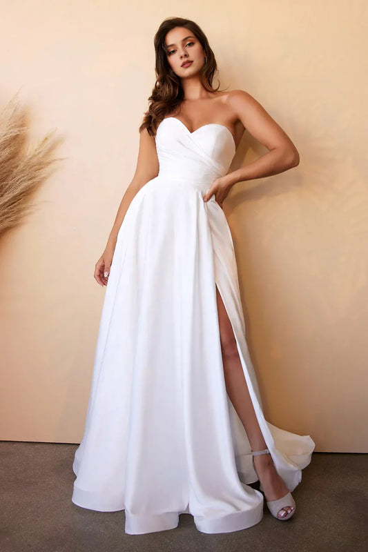 A-Line Strapless Floor-Length Wedding Dress - Yihuiw by Yihuiw